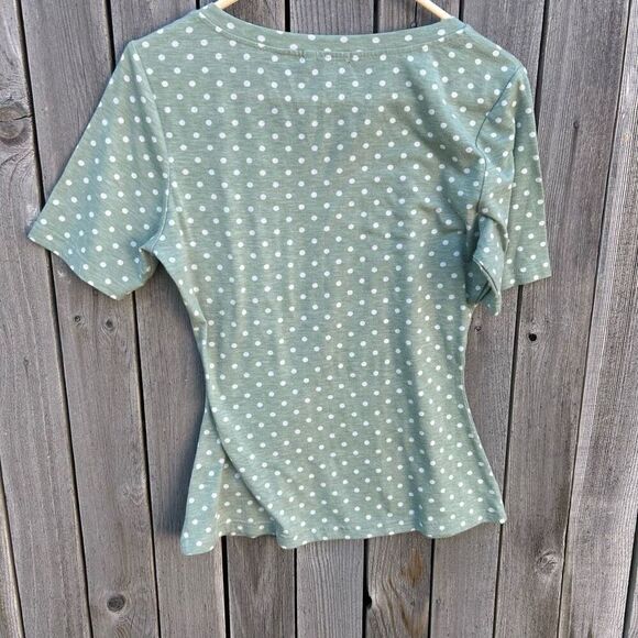 Mikarose blouse tshirt short sleeve polka dot size small - Picture 6 of 7